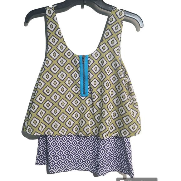 Anthropologie Meadow Rue Throughway Layered Tank Top Green Blue Size S - Picture 3 of 5